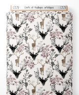 Tissu - Cerfs et feuillages artistiques