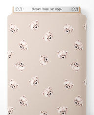 Tissu - Oursons beige sur beige
