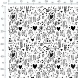 Tissu - Tissu Coeur Fun Doodle