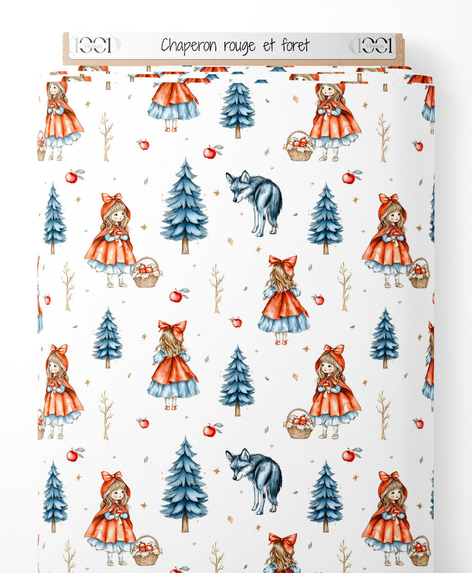 Tissu - Chaperon rouge et forêt