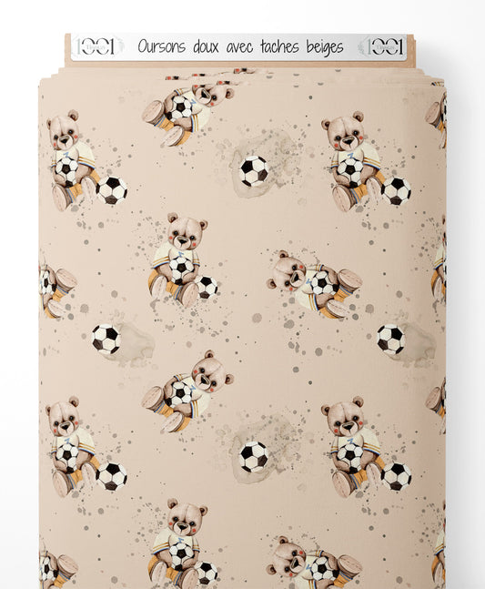 Tissu - Oursons doux avec taches beiges