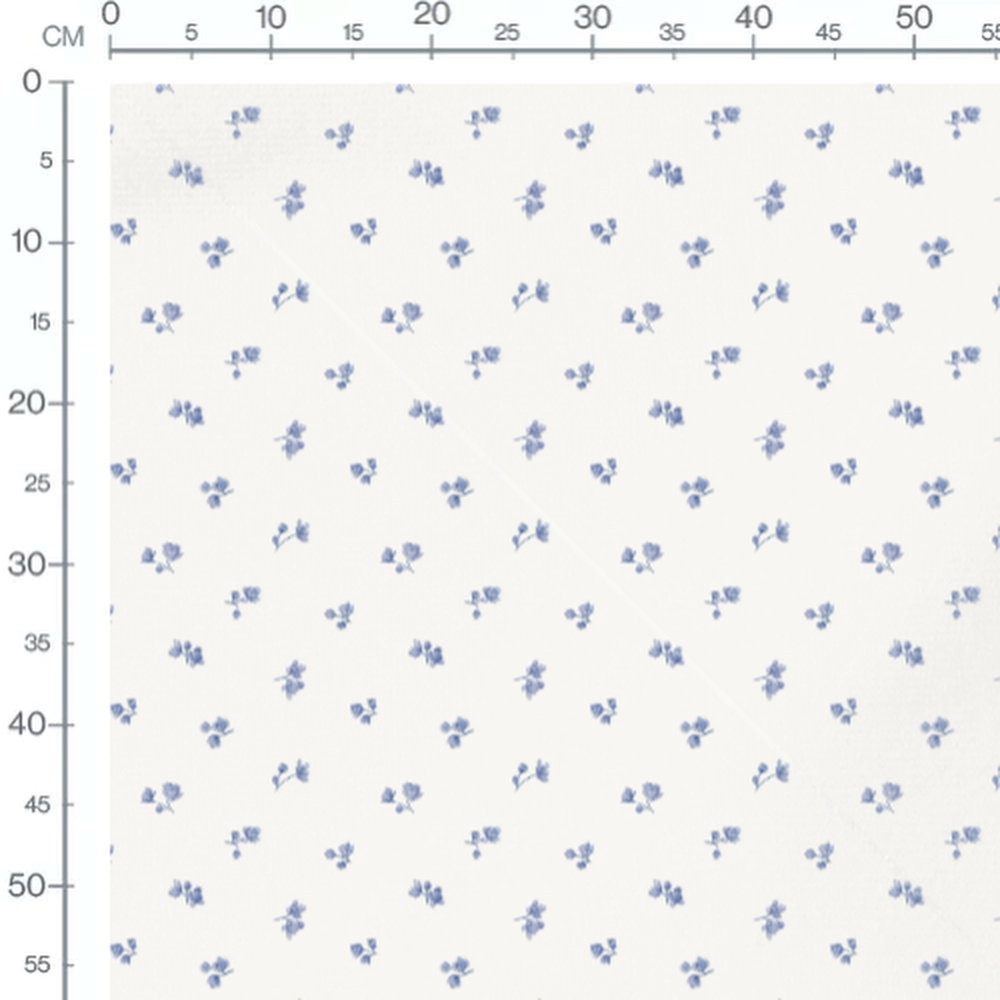 Tissu - Branches fleuries bleues