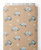 Tissu - Voitures de police bleues simples