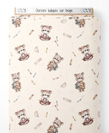 Tissu - Oursons ludiques sur beige