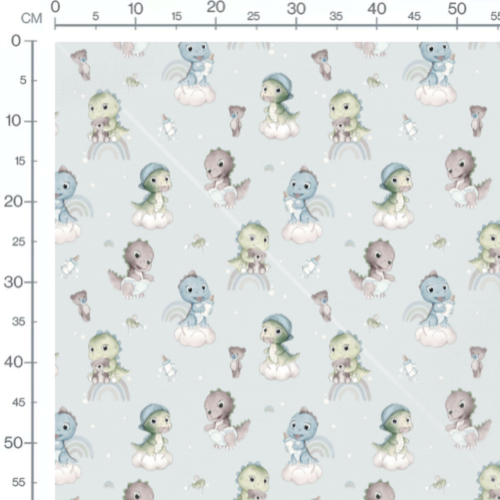 Tissu - Dinosaures et oursons pastel