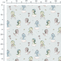 Tissu - Dinosaures et oursons pastel