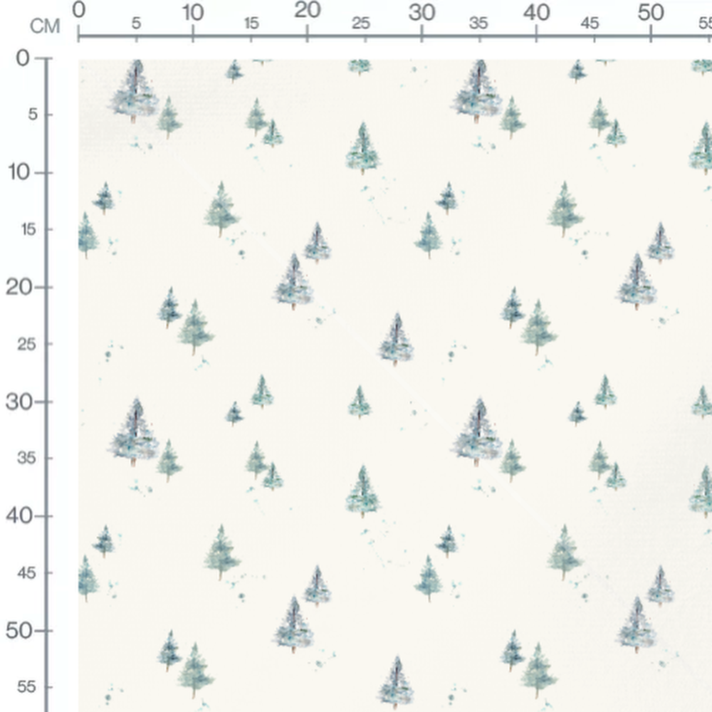 Tissu - Sapin aquarelle fond clair