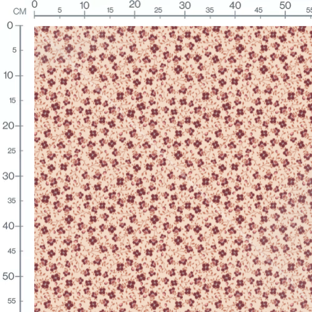 Tissu - Fleurs bordeaux sur beige