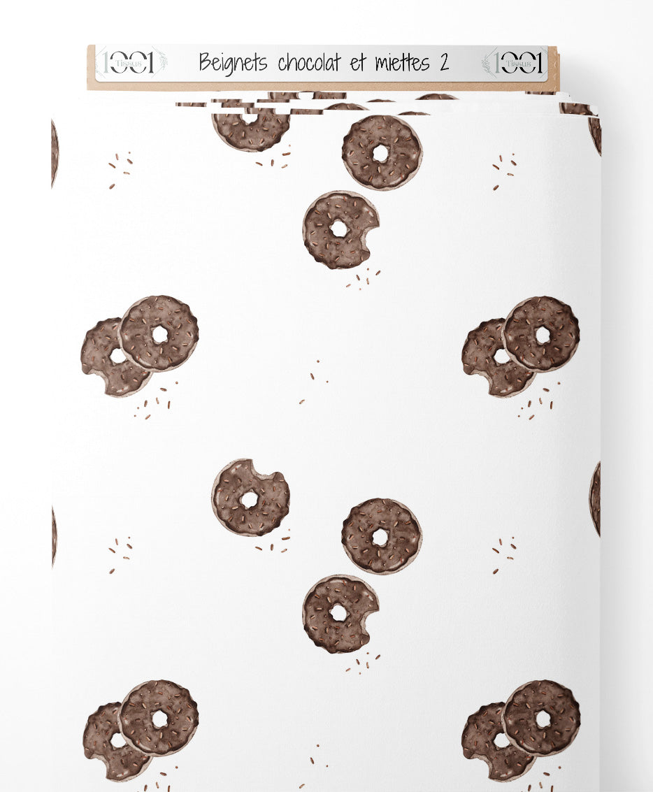 Tissu - Beignets chocolat et miettes 2
