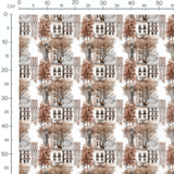 Tissu - ville et arbres automne