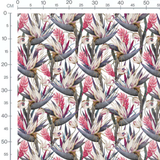 Tissu - Fleurs exotiques et feuilles