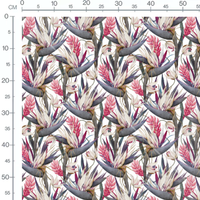 Tissu - Fleurs exotiques et feuilles