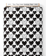 Tissu - Tissu Coeur Graphique Blanc