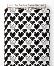 Tissu - Tissu Coeur Graphique Blanc