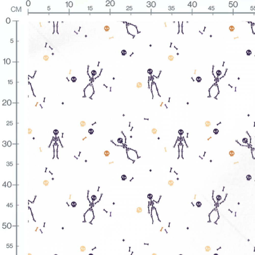 Tissu - Squelettes et crânes colorés