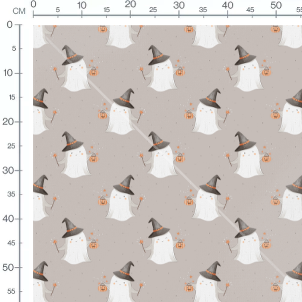 Tissu - Fantômes chapeaux sur beige