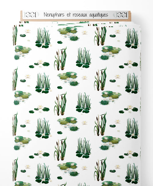 Tissu - Nénuphars et roseaux aquatiques