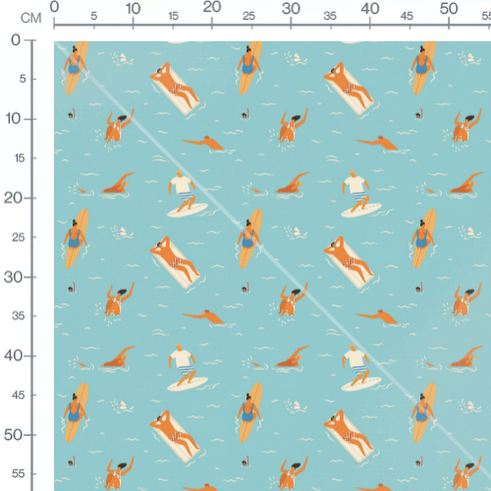 Tissu - Personnes nageant et surfant