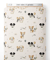 Tissu - Chiots ballons et guirlandes