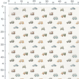 Tissu - Véhicules aquarelle sur fond blanc