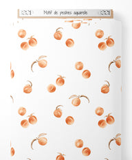 Tissu - Motif de pêches aquarelle