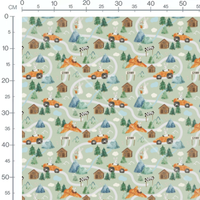 Tissu - Lapins en voitures carottes