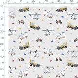 Tissu - Chantier et hélicoptères gris