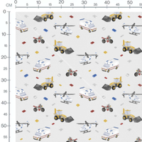 Tissu - Chantier et hélicoptères gris