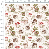 Tissu - Hérissons et champignons beige 2