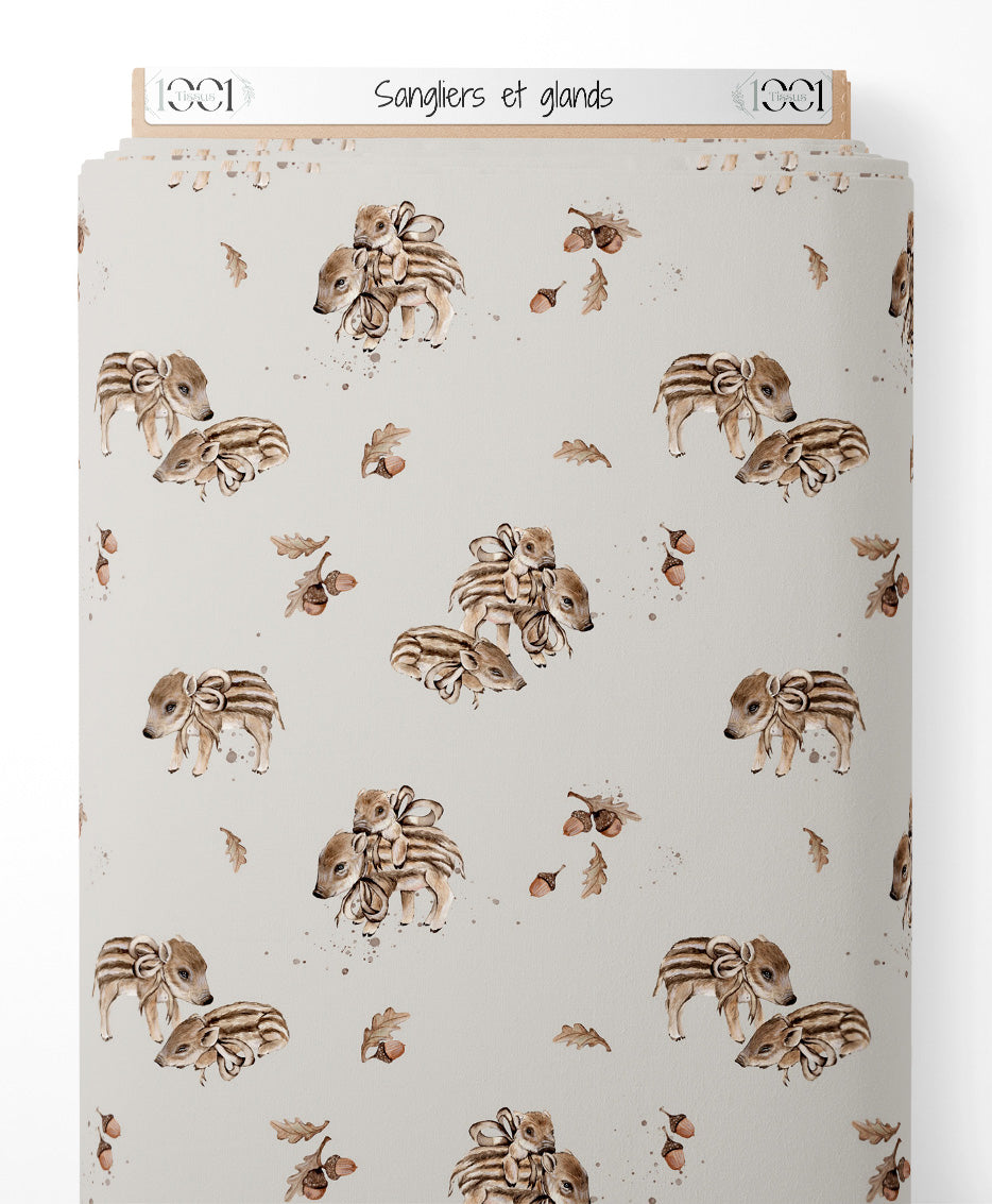 Tissu - Sangliers et glands