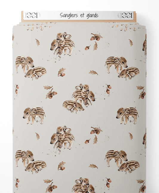 Tissu - Sangliers et glands