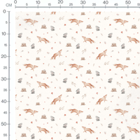 Tissu - Renards et lapins sur blanc