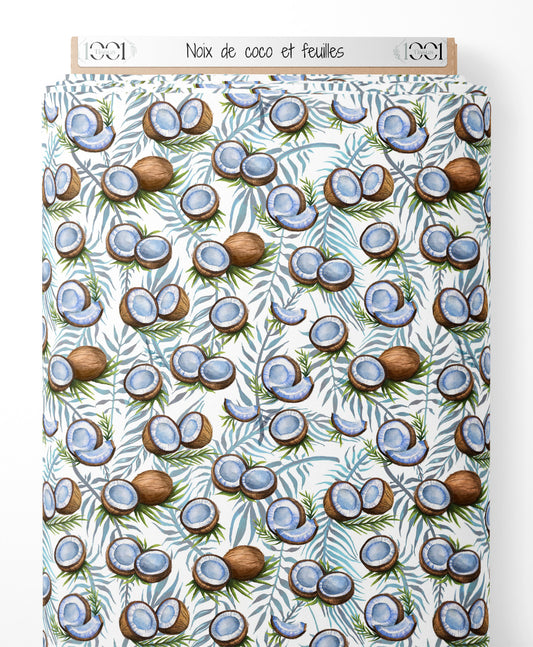 Tissu - Noix de coco et feuilles