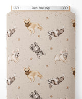 Tissu - Chiots sur fond beige
