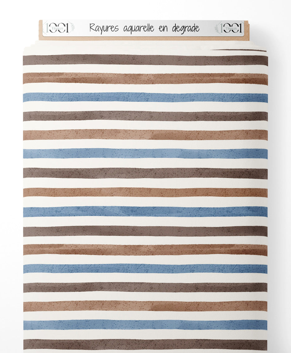 Tissu - Rayures aquarelle en dégradé