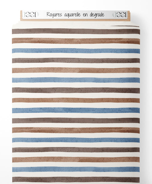 Tissu - Rayures aquarelle en dégradé