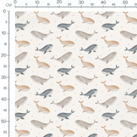 Tissu - Baleines aquarelle pastel