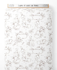 Tissu - Lapins et souris sur troncs