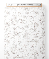 Tissu - Lapins et souris sur troncs