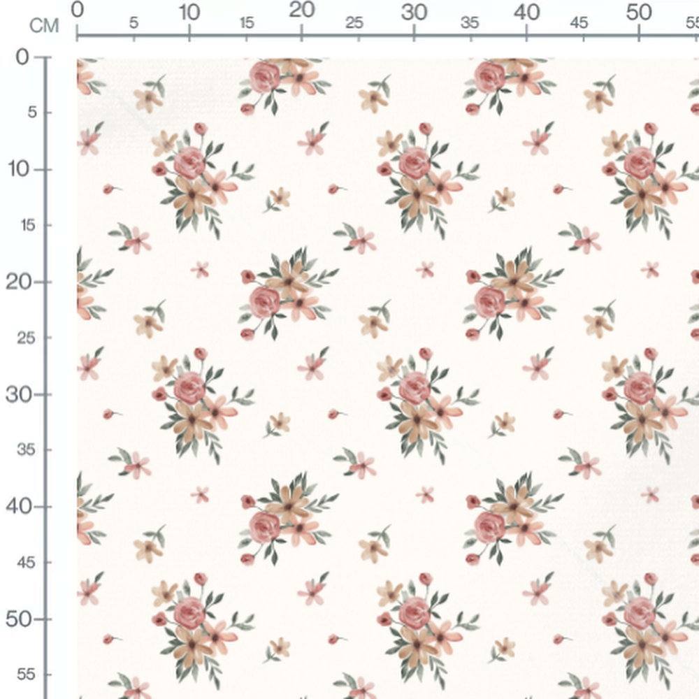 Tissu - Fleurs roses et beiges harmonieuses