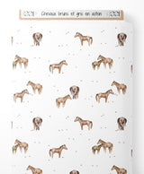 Tissu - Chevaux bruns et gris en action