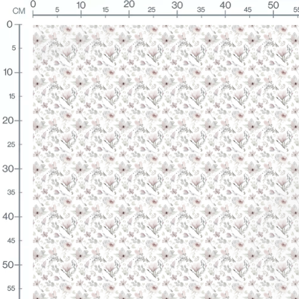 Tissu - Fleurs aquarelle sur fond blanc