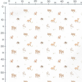 Tissu - Animaux doux sur fond blanc
