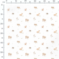 Tissu - Animaux doux sur fond blanc
