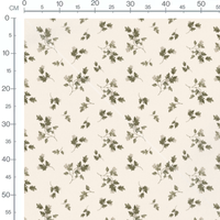Tissu - Feuilles et fleurs blanches 2
