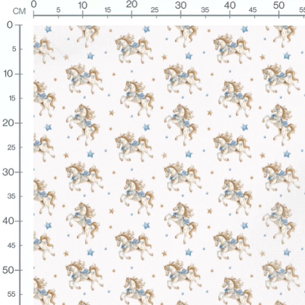Tissu - Chevaux et étoiles pastel