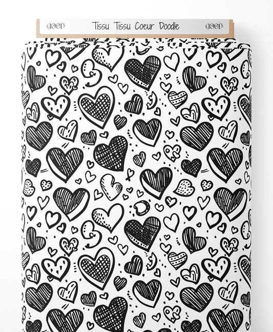 Tissu - Tissu Coeur Doodle