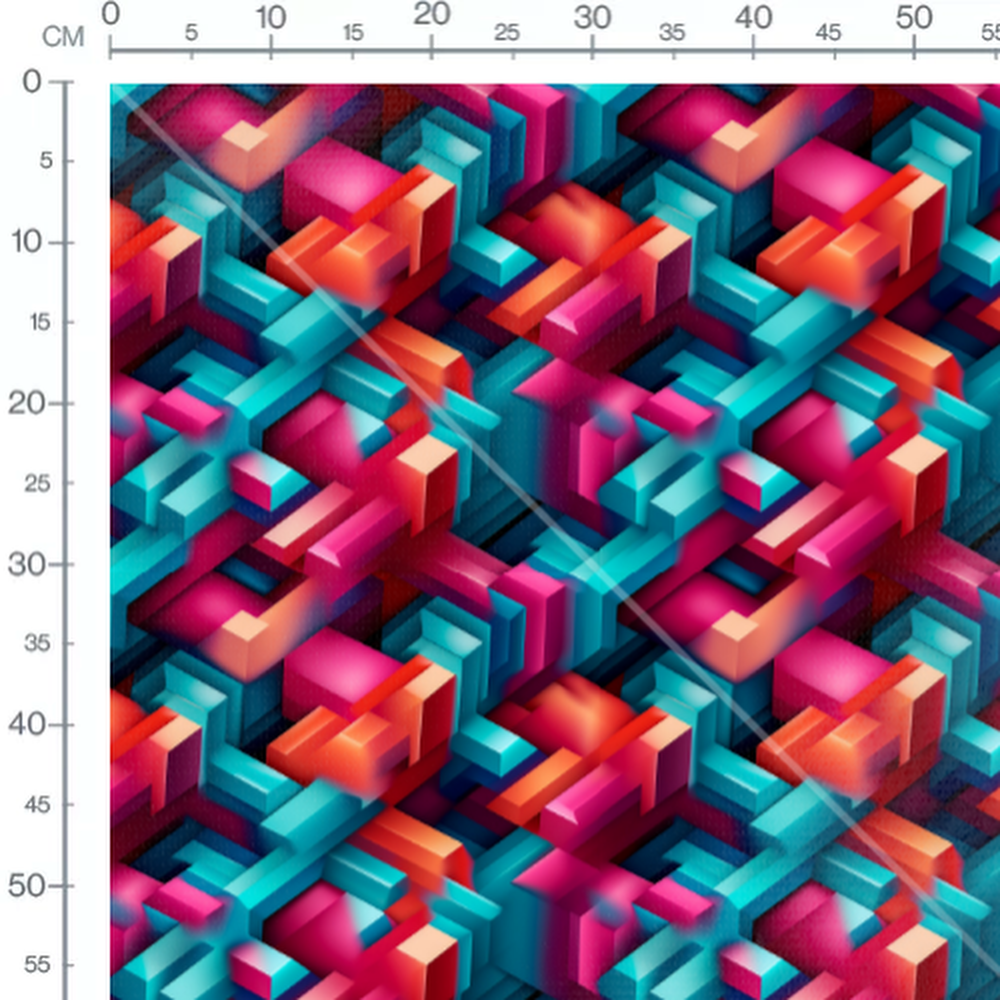 Tissu - Cubes Néon Vibrants
