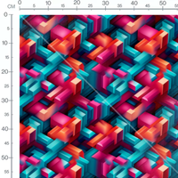 Tissu - Cubes Néon Vibrants