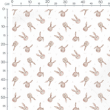 Tissu - Lapins joyeux et points gris